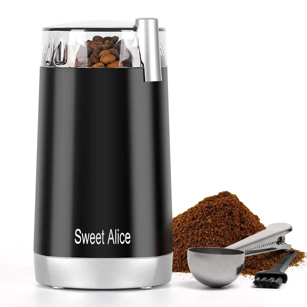 

Sweet Alice Coffee Grinder Electric Quiet Coffee Bean Blade Grinders Stainless Steel for Spice Herbs Nuts Cereals Grain Mills