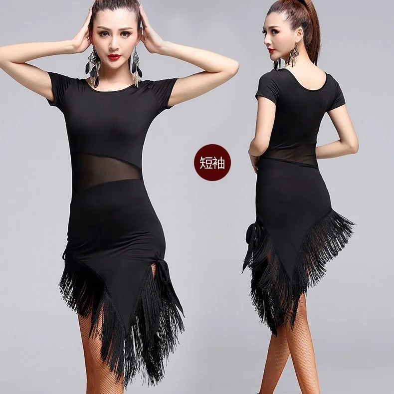 Новый латинский Танцы юбка для танцев кружевные танго платье латина с кисточкой
