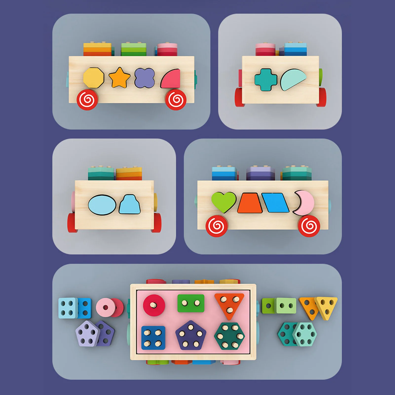 

Kids Shape Sorter Toy Wooden Pull Along Car Shape Sorter Matching Blocks Box Kids Intelligence Educational Toys For Kids