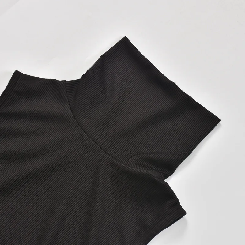 

UETEEY Sexy Bodycon Black Dress Women Summer Khaki Short Pencil Dress Party Club Hollow Out Ribbed Sleeveless Mini Wrap Dresses