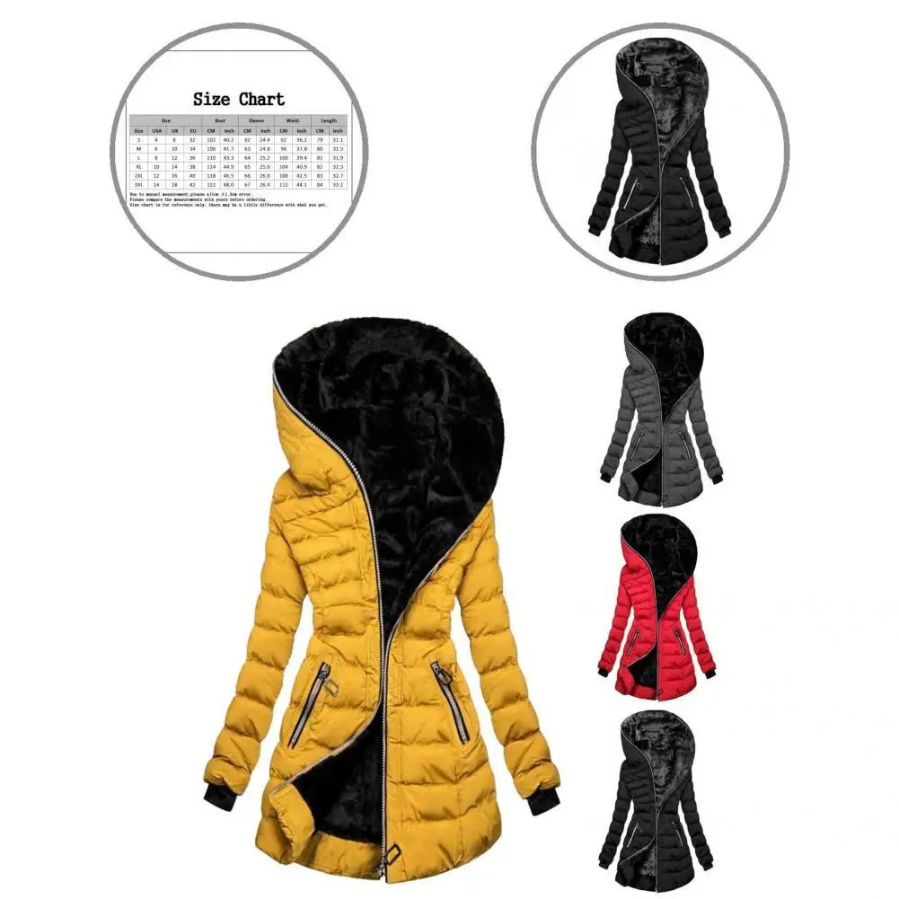 

Fabulous Winter Overcoat Smooth Lady Coat Cardigan Thermal Hooded Elastic Cuff Winter Jacket