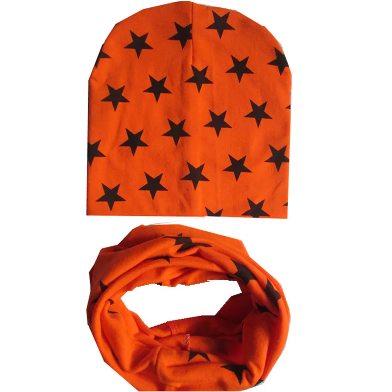 orange star Новинка весны осень-зима девочек шляпа набор крючком Детская Шапки для девочек и мальчиков Кепки Детские шапочки Кепки s малышей Шапка Шарф Воротники - Цвет: orange star