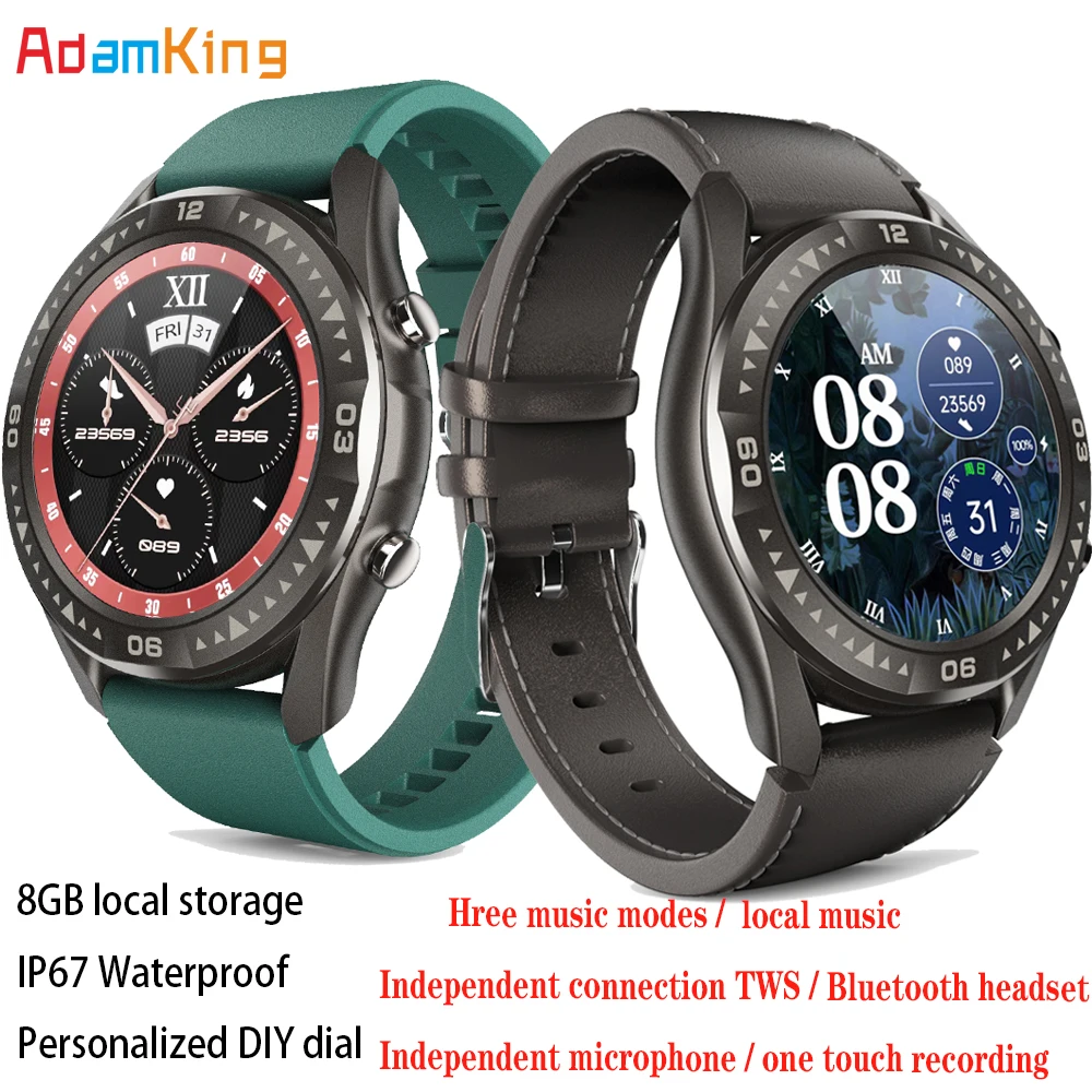 

2021 Blue Tooth Smart Watch 8G Memory Local Music Health Men Women Sport Connectable TWS/BT Headphones Heartrate Test Smartwatch