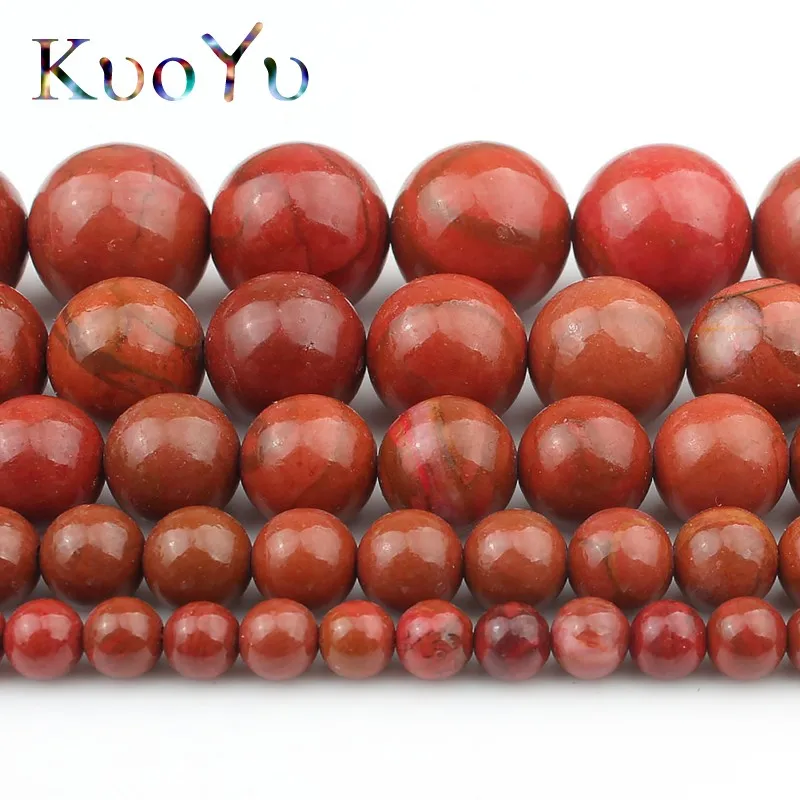 Бусины из натурального камня красные яшмы круглые свободные бусины-разделители