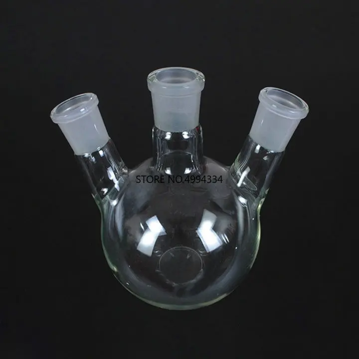 

50ml Round Bottom 3-neck glass flask with OBLIGUE NECKS, Flask with three mouths for Lab Glassware