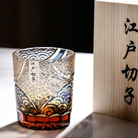 japanese high quality overlay carving glass of edo kiriko sake cups whiskey glass wine glass with gift box