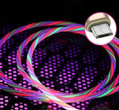 For Micro Colorful Автомобильный светодиодный usb-кабель usb type C для быстрой зарядки и передачи данных, зарядное устройство для KIA Rio Ceed Sportage Mazda 3 6 Cx-5 peugeot 206 307 308 207 - Цвет: For Micro Colorful