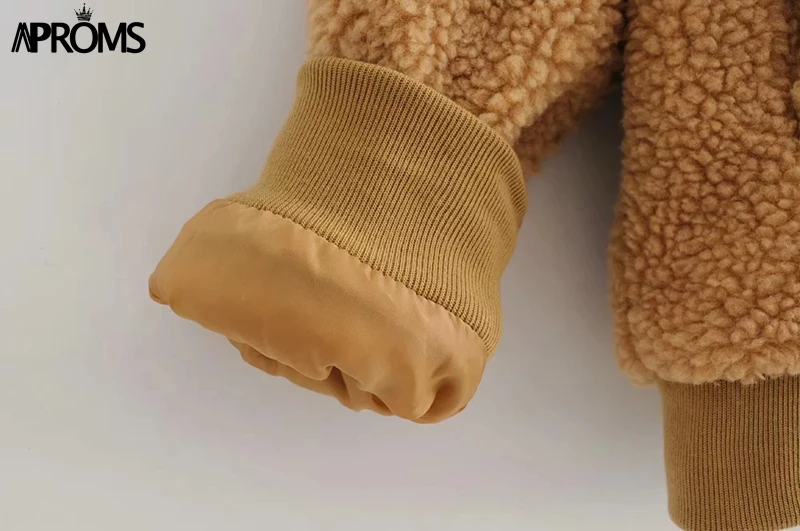 Aproms Сплошной цвет из искусственного меха базовая куртка мягкая женская тедди теплое пальто зимние короткие куртки