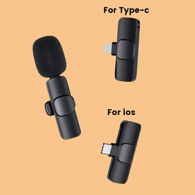 Портативный беспроводной микрофон Lavalier аудио запись для IPhone Android телефон