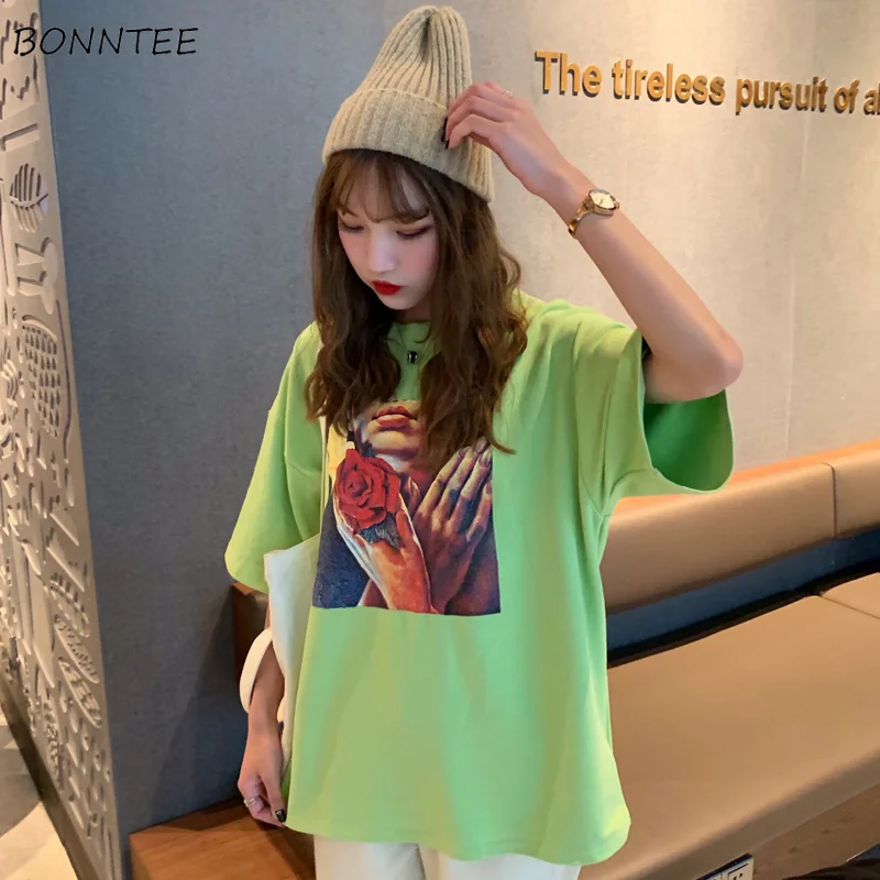 

Женские футболки, летние, новые, корейские, свободные, Harajuku BF, для студентов, с принтом, женские, обычные, женские, простые, удобные, с коротким...