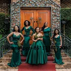 2021 в африканском стиле размера плюс зеленые платья для подружек невесты Длинные Русалка Одежда с длинным рукавом вышитый бисером свадебные вечерние платья с рюшами, платье подружки невесты, платья размера плюс