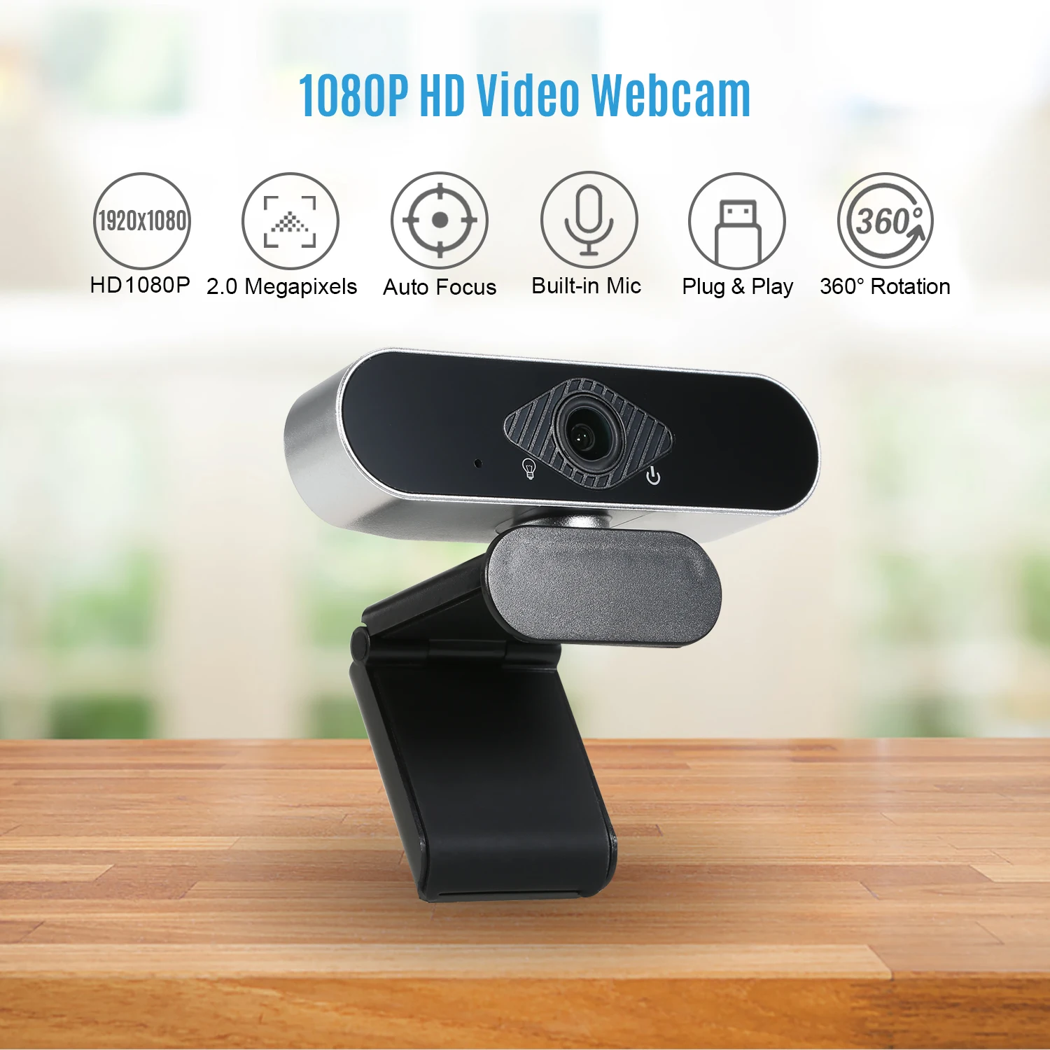 

1080P HD Computer Camera Video Conference Camera Webcam 2 Megapixels Auto Focus 360° Rotation H.264 Video Compression