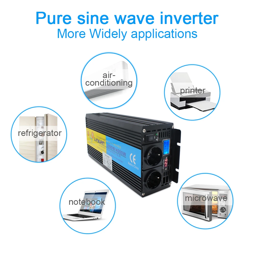 Инвертор ИБП 4000 Вт немодулированный синусоидальный сигнал постоянный ток 12 В/24 В