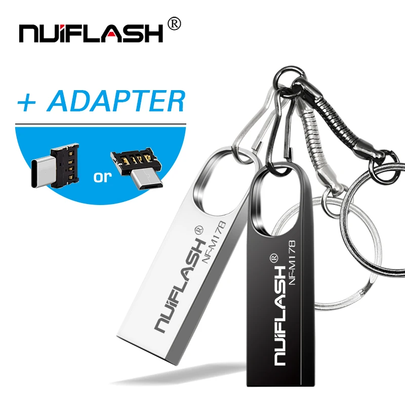 Nuiflash USB флеш накопитель 2 0 32 Гб серебристый/серый металлический диск 64 карта