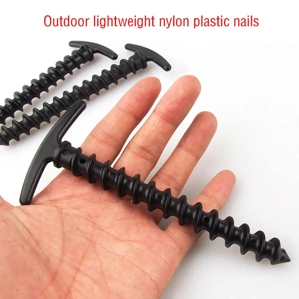 

5pcs/10pcs Outdoor Ultralight Camping Tent Stakes Pegs Pins Plastic Nylon Screw Spiral Nails Awning Trip Kit Tent Accessories