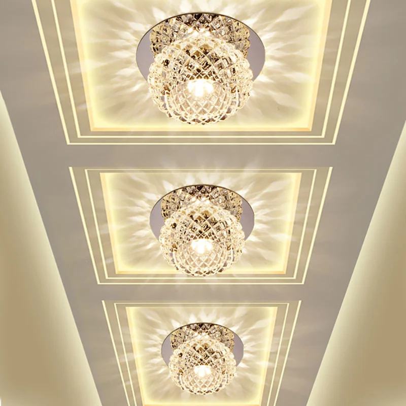 

Modern crystal led ceiling light 3W 5W living room aisle corridor entrance light AC220V