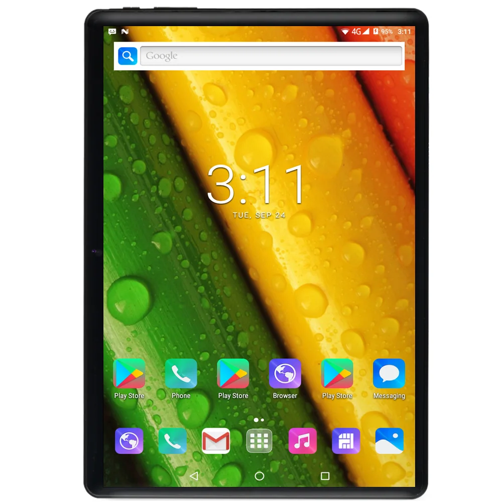 Планшет Android 7.0 с диагональю экрана 10,1 дюйма, 3G телефонией, четырехъядерным процессором, 32 ГБ памяти, двумя слотами для SIM-карт, Wi-Fi, Bluetooth 4.0, GPS и защитным стеклом 2.5D.