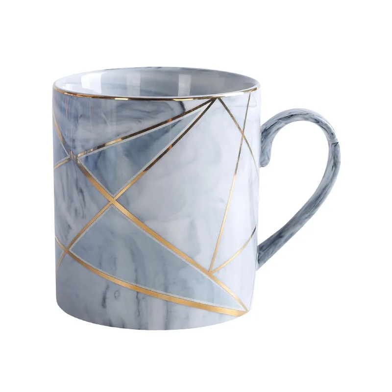 

Handpainted Gold Stripe Marble Porcelain Coffee Mug Cup With Lid Set Tea Milk Ceramic Cups and Mugs Creative Wedding Gift