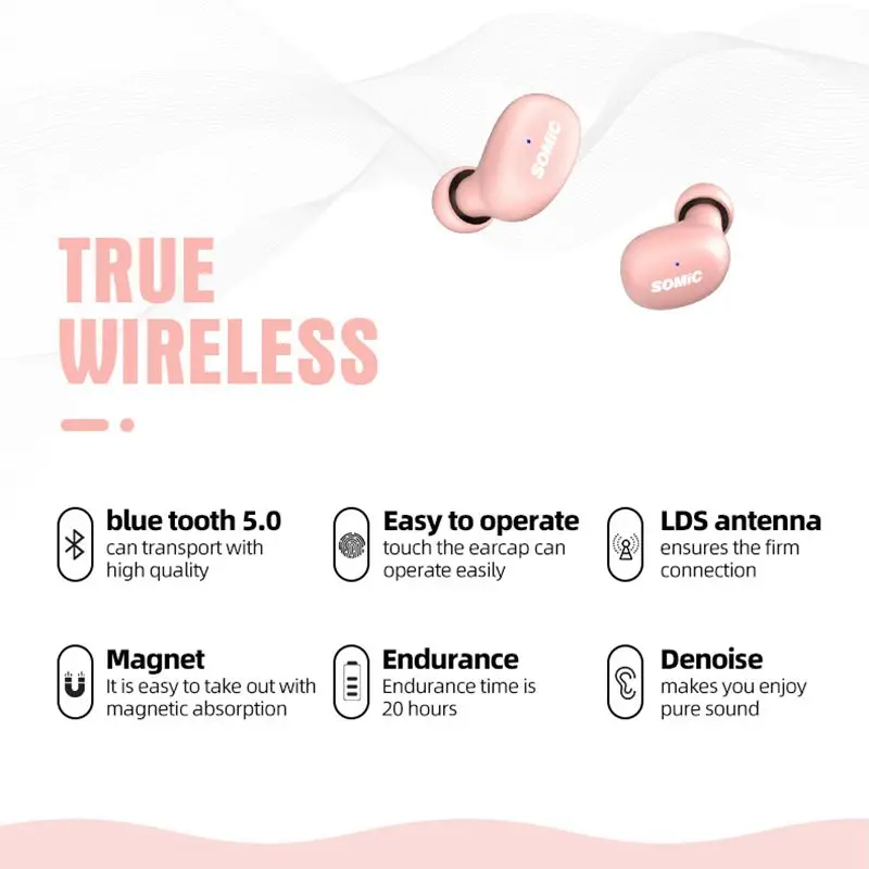 наушники беспроводные блютуз Somic W10 TWS bluetooth 5 0 мини портативный стерео Denoise LDS