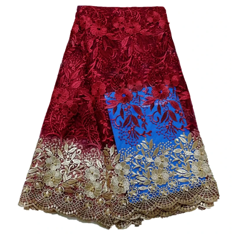 

Promotion Lace fabric royal blue african tulle lace high quality nigerian lace for wedding dress 5yards