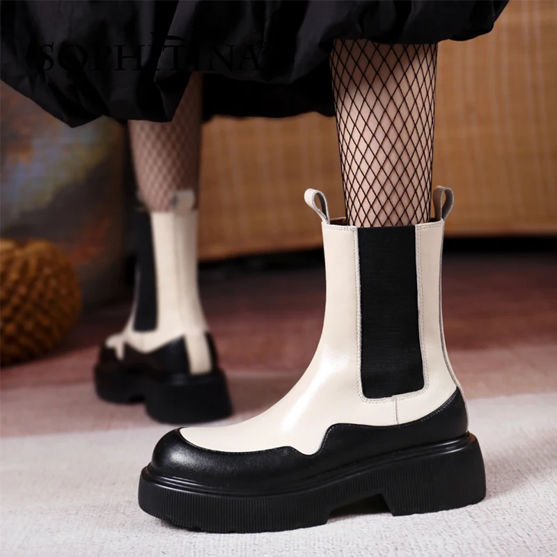 

Ботинки женские кожаные, на платформе, Нескользящие, разноцветные, YO160