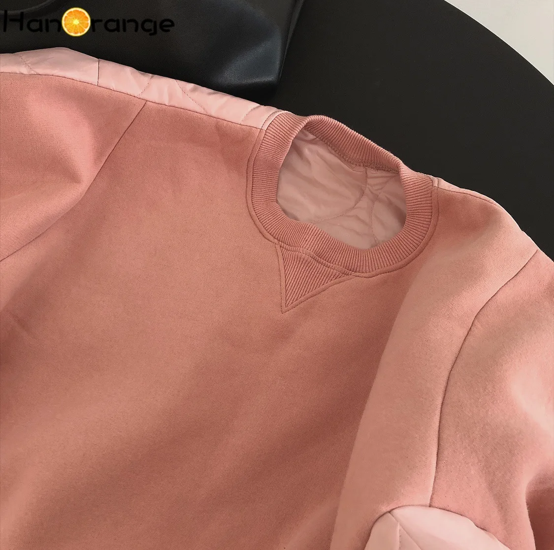 

Winter Female Stitched Coccon Hoodies O-neck Cotton Padded Jacket Loose Casual Sweatshirts Patchwork Pink Blue Quilted Coat
