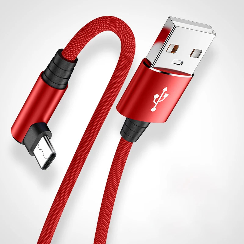 Кабель WeaveType-C с углом 90 градусов для Xiaomi Huawei кабель USB C аксессуары мобильный