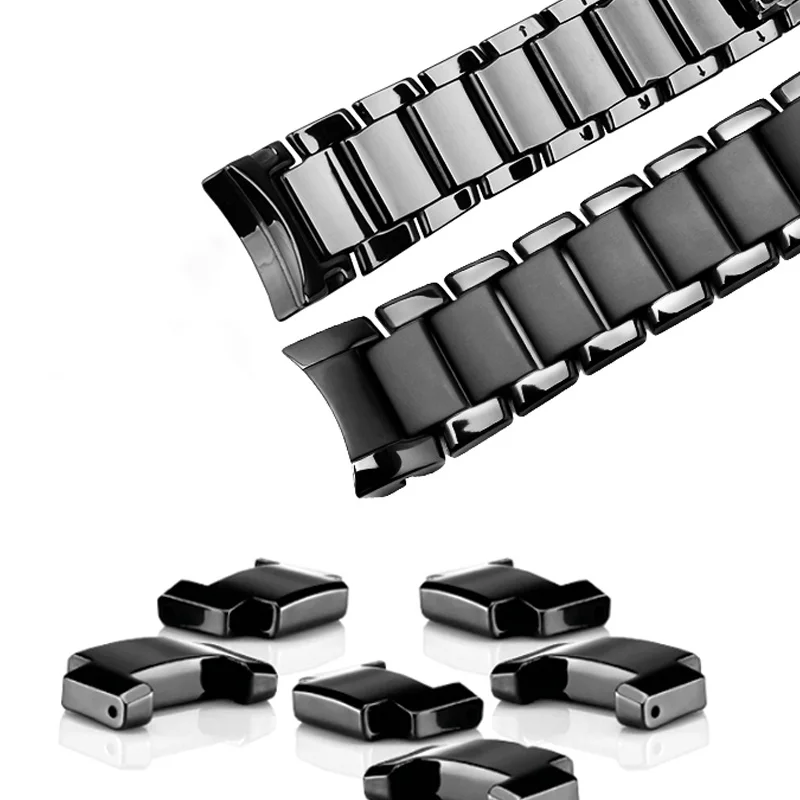 Керамический ремешок для часов матовый наручных 22 мм 24 с пряжкой-бабочкой AR1451 AR1452