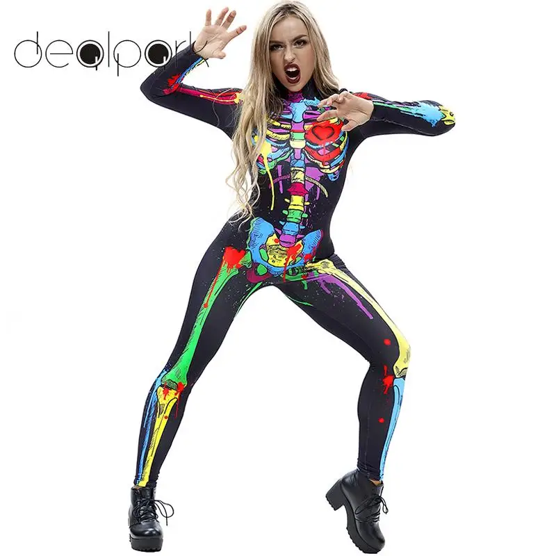 Костюмы на Хэллоуин для женщин костюм ужаса зомби женский сексуальный скелета