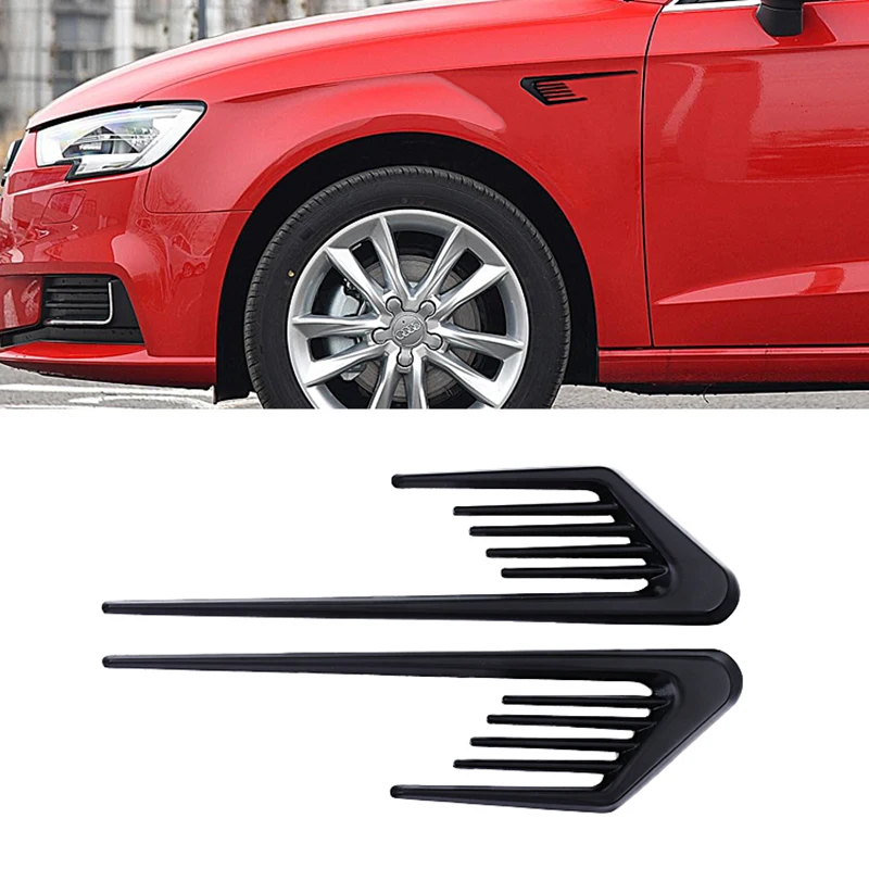 

2Pcs Side Mesh Cover Universal Shark Gills Auto Sticker Hood Bonnet Car False Air Outlet Stickers For BMW For Audi Car Styling
