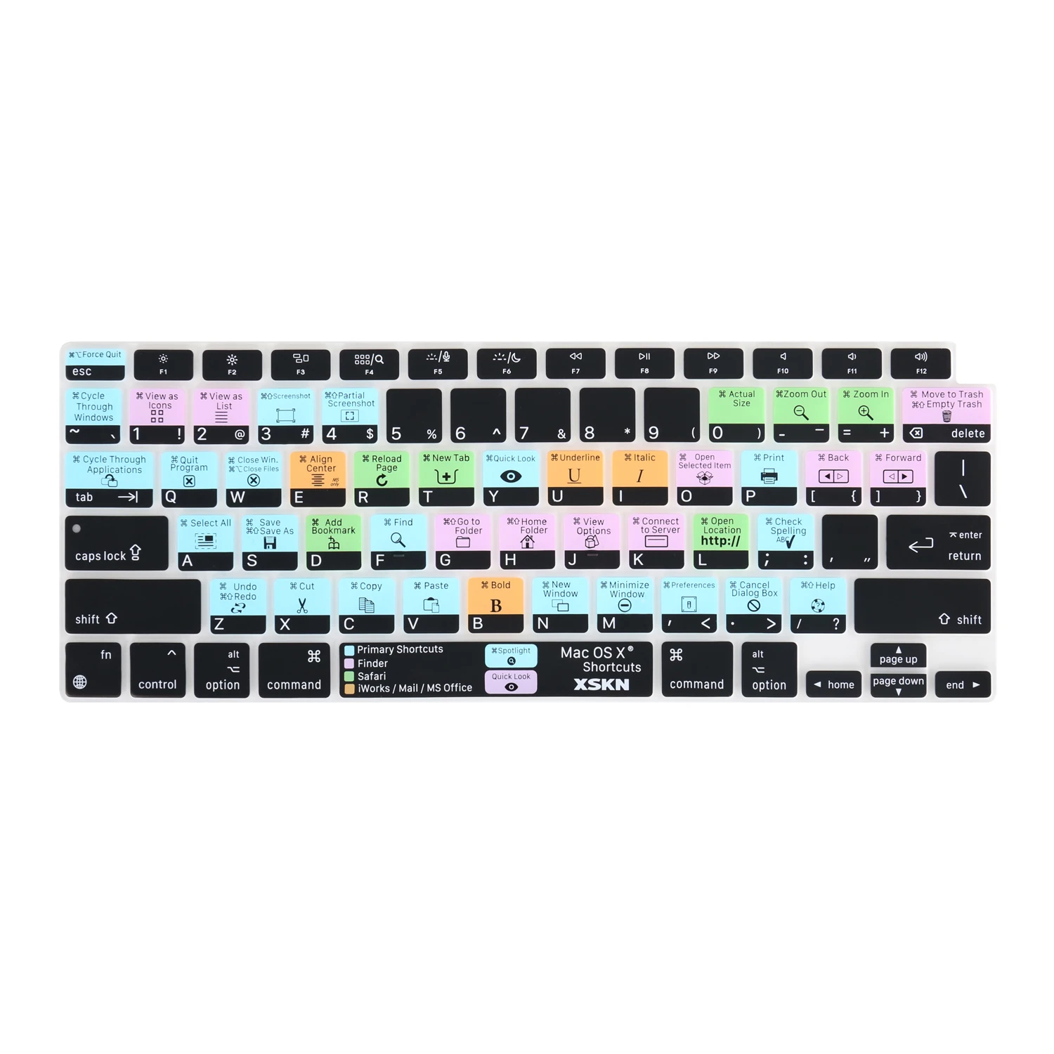 

XSKN Mac OS X Shortcuts Keyboard Cover Skin for 2020 Release New MacBook Air 13.3 Inch with Touch ID A2179 A2337 M1 US Version