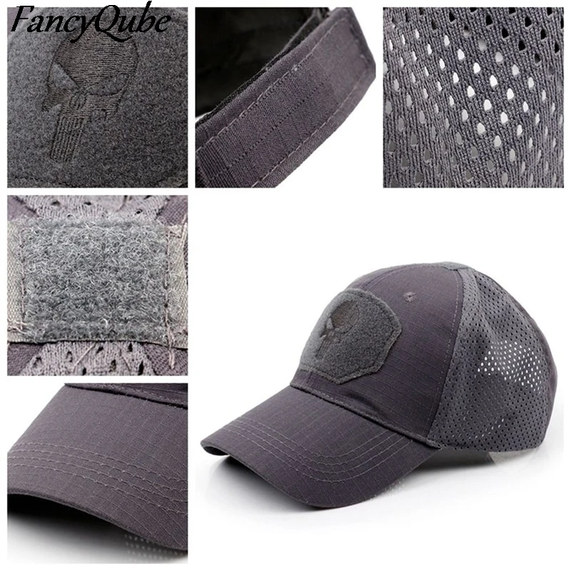 

Skull Operator Baseball Cap Men Summer Breathable Mesh Army Camouflage Male Cap Hunting Camo Dad Hats