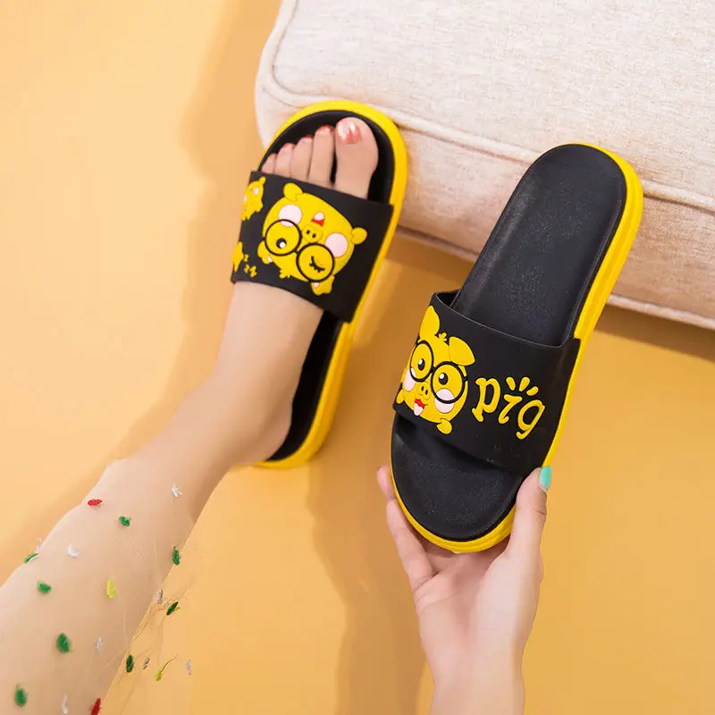 

Cartoon Print Kawaii Shoes Women New 2021 Summer Slippers Home Indoor Bathroom Non-slip Soft Bottom Leisure Women Sandals
