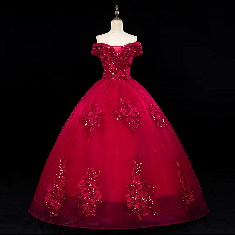 

Шикарные кружевные вечерние платья для Quinceanera 2021, официальное платье с открытыми плечами, бальное платье, винтажное кружевное цветное индив...