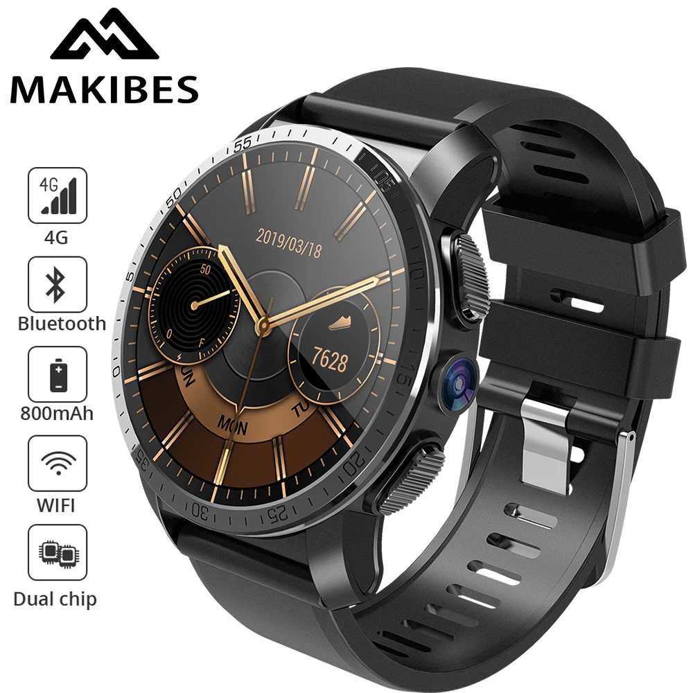 Makibes M3 4G Смарт часы MT6739 + NRF52840 двойной чип водонепроницаемый телефон Android 7 1 8MP