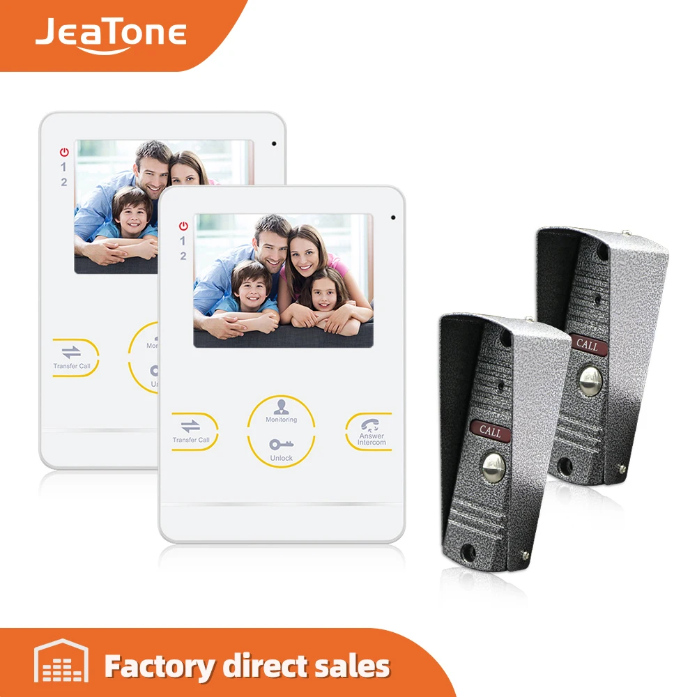 Видеодомофон JeaTone проводной видеодомофон с TFT дисплеем 4 дюйма для домашней