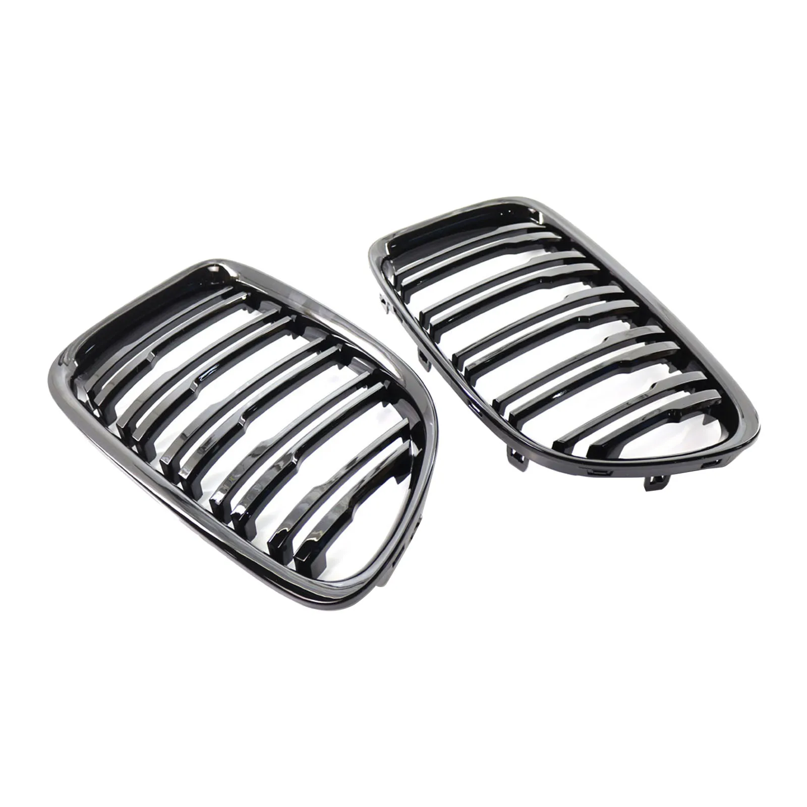 

2x Car Front Grille Grill Compatible with BMW X1 E84 11-16 51112993305 51112993306 51117347669 51117347670 Double Line Vehicle