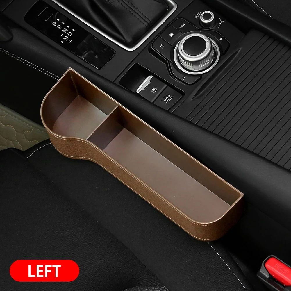 

2 Pocket W Cup Holder Side Abs+pu Leather Car Interior Decoration Supplies Car Seat Gap Catcher Organizer Storage Box Auto Parts