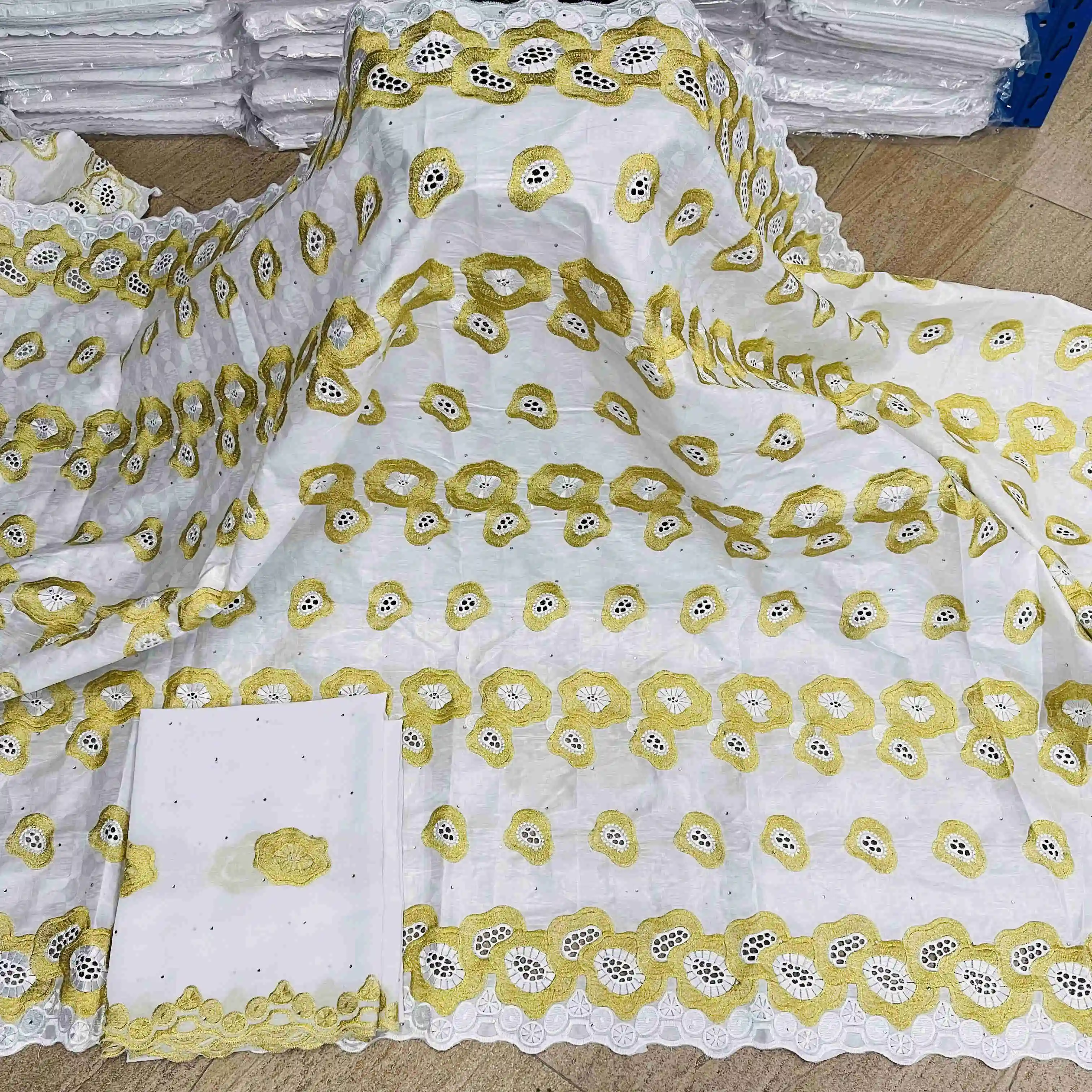 Африканская богатая ткань bazin Высококачественная индийская кофейная парчовая с