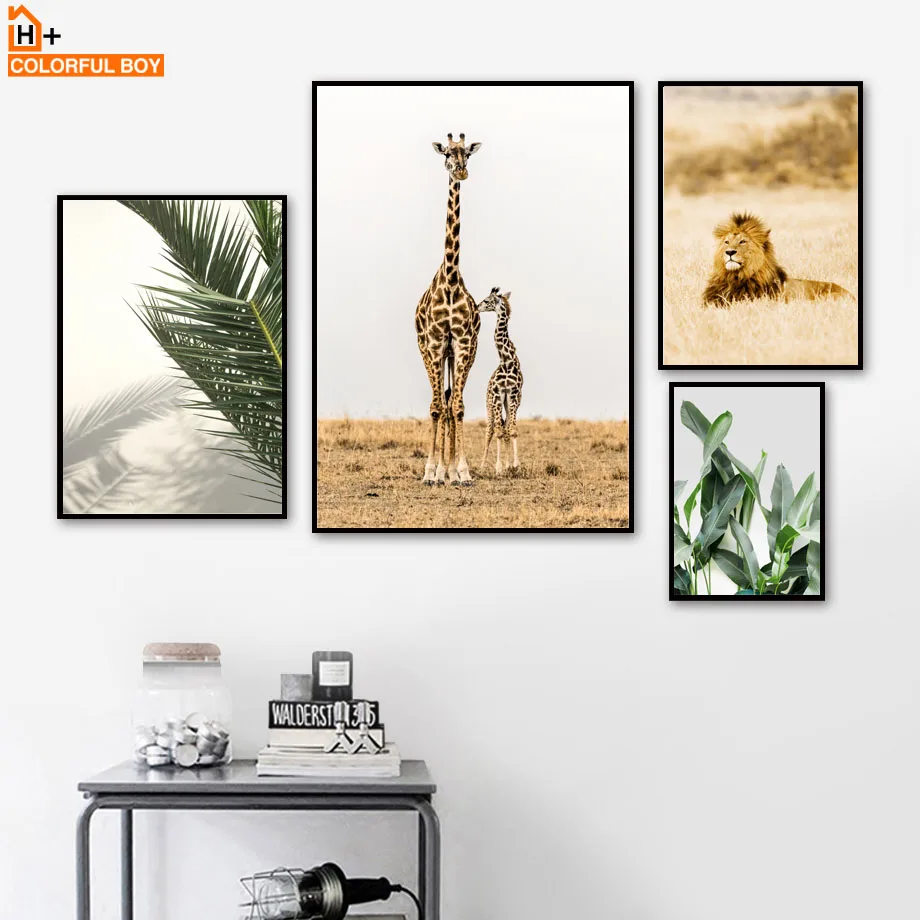 Леопардовые пейзажи Африки льва жирафа скандинавские постеры и принты настенная