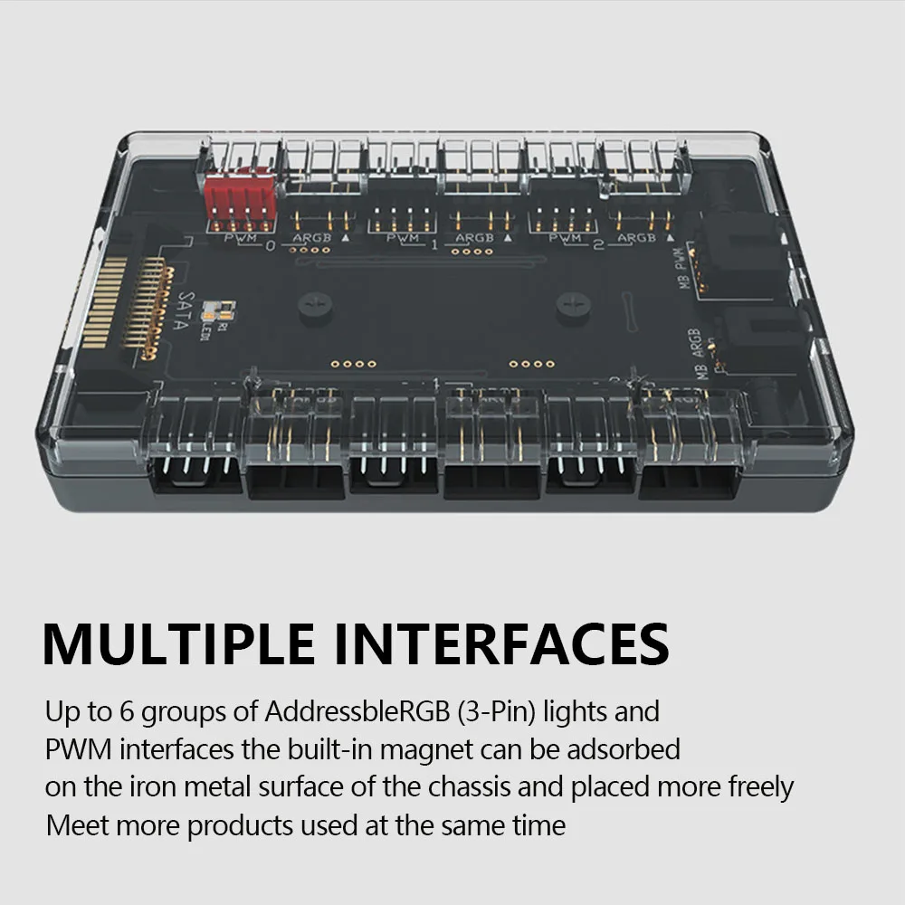 Разветвитель для вентилятора 1 6 ARGB/PWM 4 контакта 3 адресуемый адаптер RGB