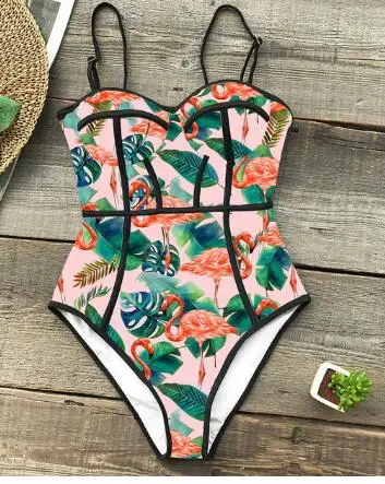 Купальник с высоким вырезом бразильский комплект бикини 2020 тропический принт