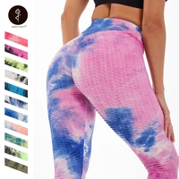 tie dye bubble yoga leggings women gym workout running anti cellulite high waist sweatpants full length leggins roupas femininas