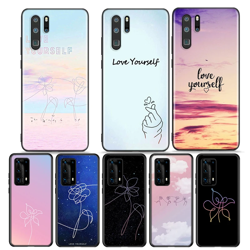 

Love Yourself Flower Kpop Silicone Cover For Huawei P40 P30 P20 P10 P9 P8 Pro Plus Lite E Mini 2019 2017 Phone Case