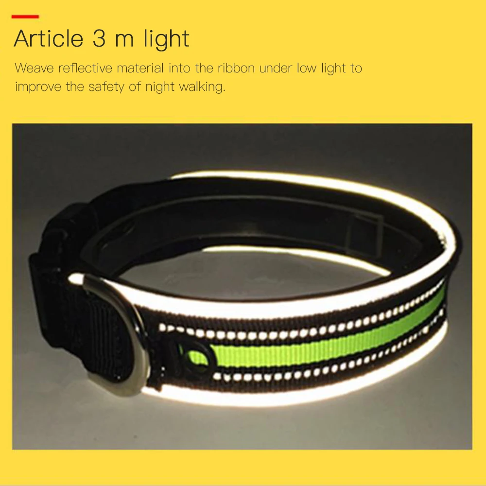 Регулируемый светоотражающий нейлоновый ошейник ночь на открытом воздухе