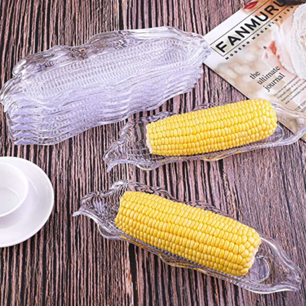 

Plastic Corn Trays Kitchen Storage Container Party Easy Clean BBQ Dinnerware Transparent Dish Home Barbecue Tool