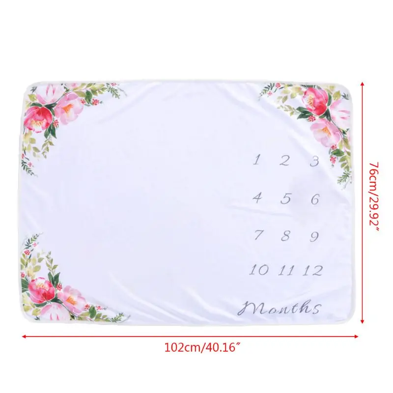 

Baby Monthly Record Growth Milestone Blanket Newborn Cute Animal Pattern Cloth