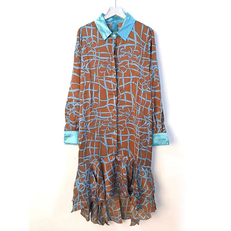 

XITAO Ruffle Dress Print Pattern Pullover Goddess Fan Chiffon Hem Small Fresh Casual Style Loose 2021 Summer Dress LDD1413