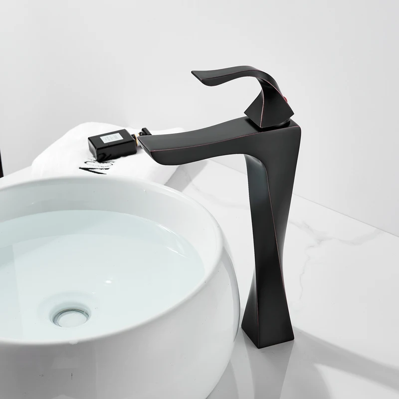 

Новый хромированный смеситель для раковины, латунный декоративный кран для ванной комнаты, встраиваемый в столешницу, черный