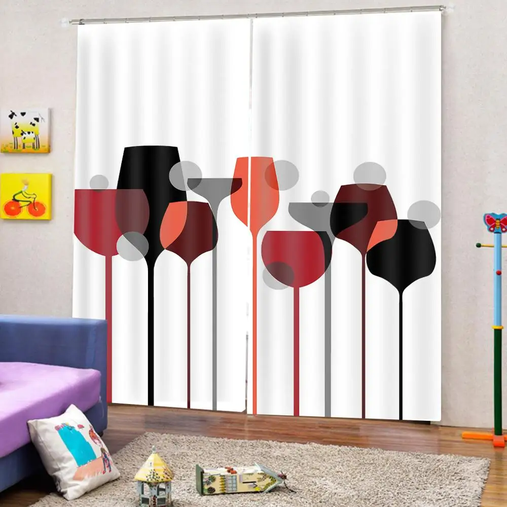 Curtain Goblet Cheap-Curtain-Fabrics 3D Digital Print Blackout Curtains For Living Room Bedroom Drapes Decor | Дом и сад